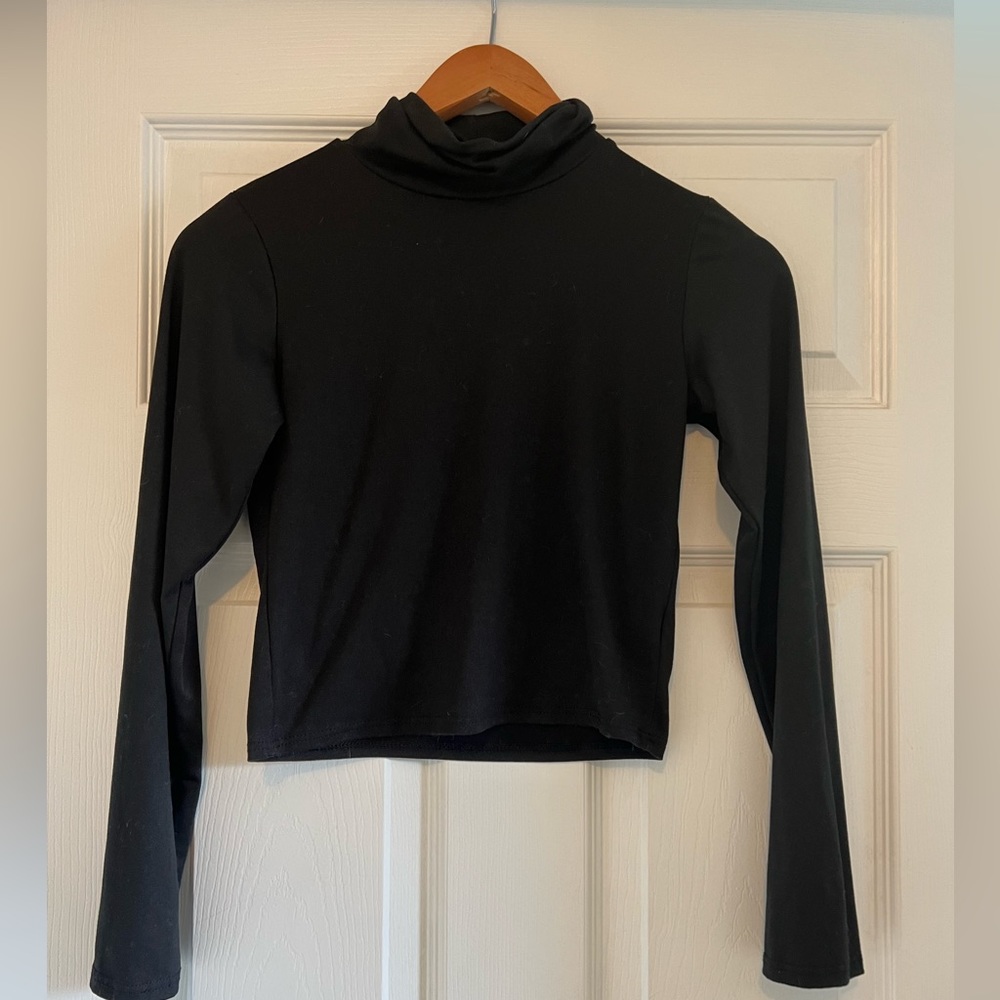 Black Cropped Turtle Neck